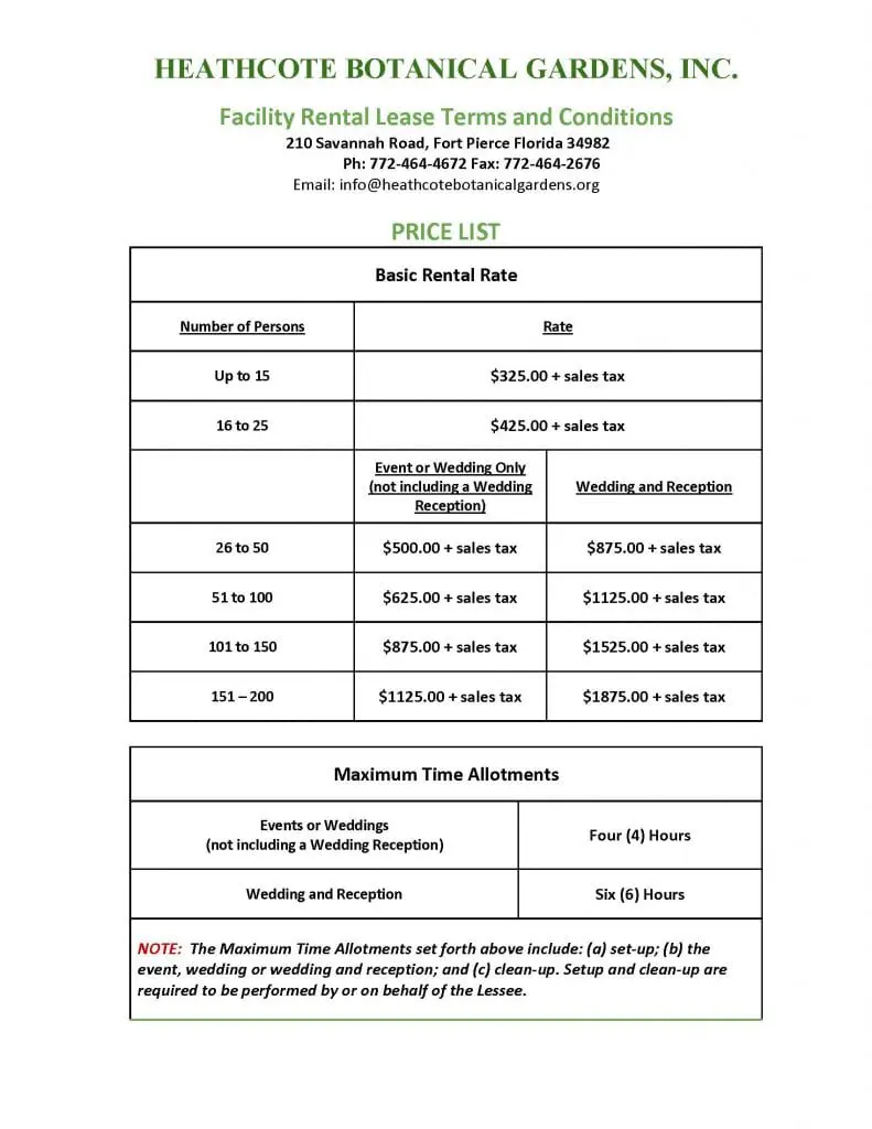 Garden Rental lease information